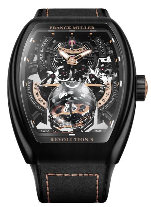 Franck Muller Vanguard Revolution 3 Skeleton Brushed Black Titanium - Rose Gold Review Replica Watch Cheap Price V50 REV 3 PR SQT NRBR (5N)